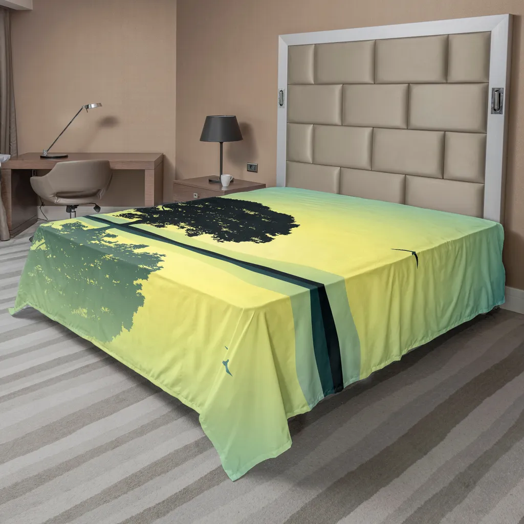 Grand Drap Plat pour Lit Décoratif Motif Paysage Marin 266 x 260 cm