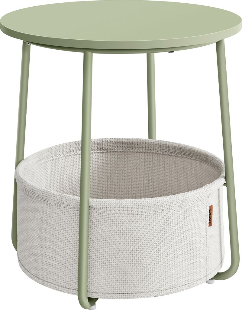 VASAGLE Beistelltisch, rund, mit Korb, Ø45 cm, Produktbild 