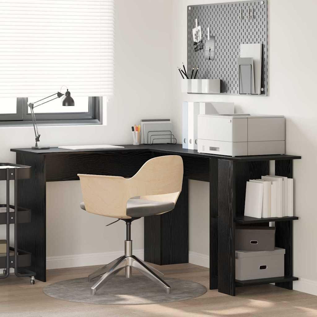 Schwarzer Eichen-Eckschreibtisch Schwarze Eiche Mittel MDF