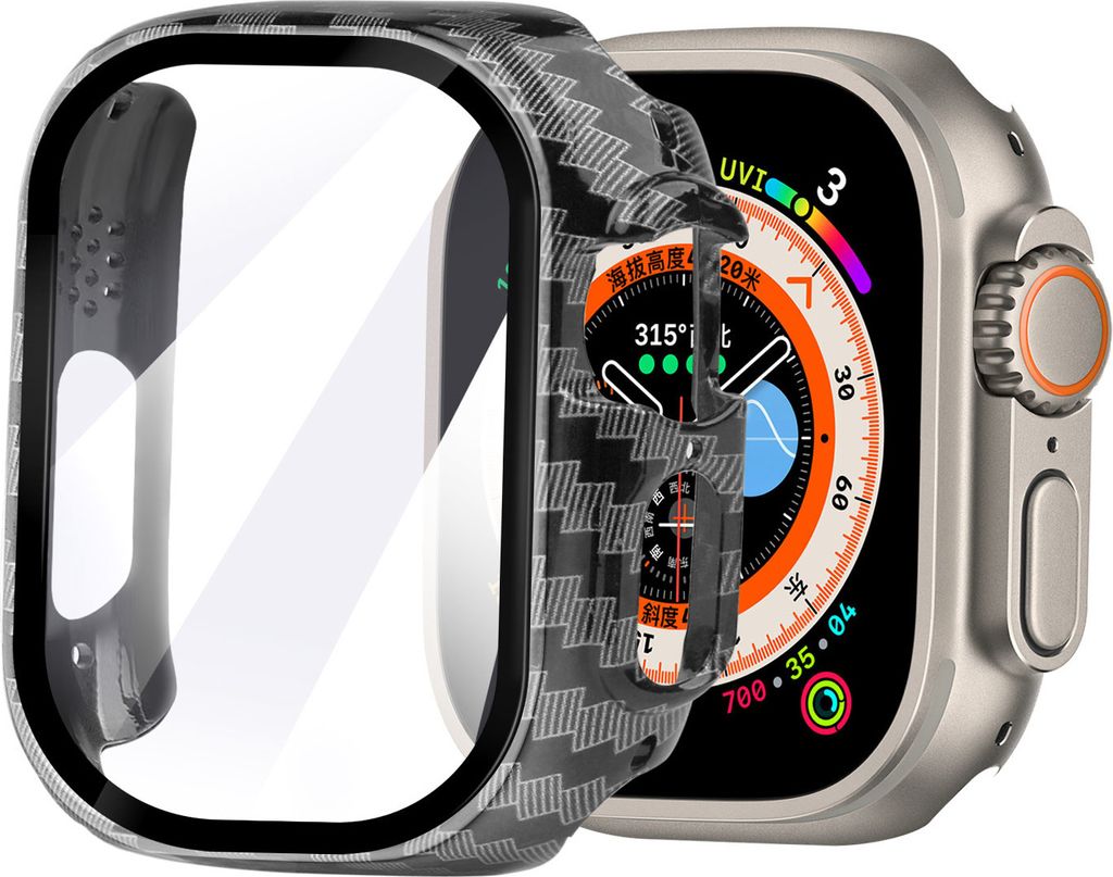Strap-it Apple Watch Ultra Hard Case mit Glass 49mm (Carbon Fibre)