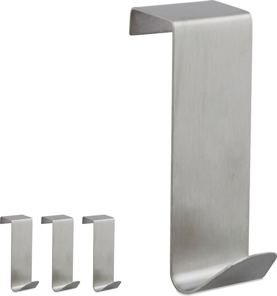 relaxdays Türhaken Edelstahl 4er Set Produktbild 1