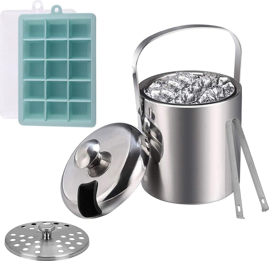 Eiseimer mit Deckel und Zange - 3 Liter - Edelstahl