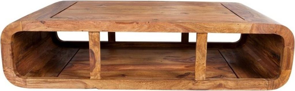 Casa Padrino Designer Massivholz Couchtisch Natur 100 x H. 30 cm - Salon Wohnzimmer Tisch - Unikat