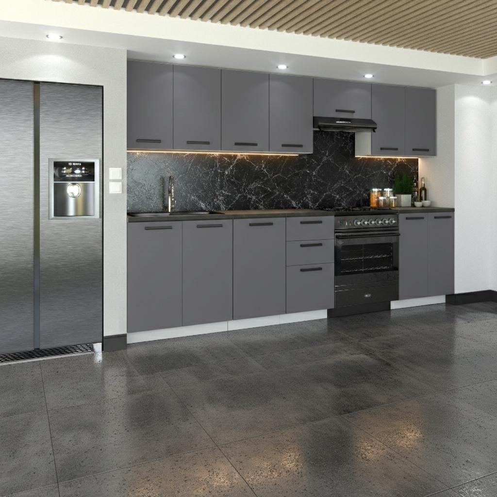ULWEHOME | Küchenzeile 280 cm Anthrazit, Küchenmöbel-Set Produktbild 