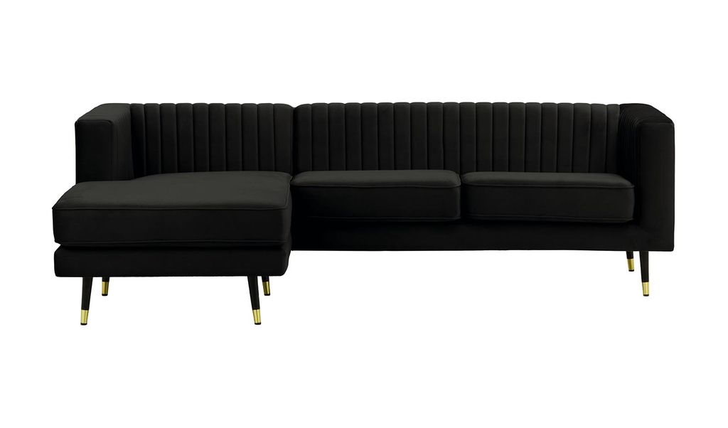SLF24 - Großes linksseitiges Ecksofa Slender - schwarz - Velluto 20