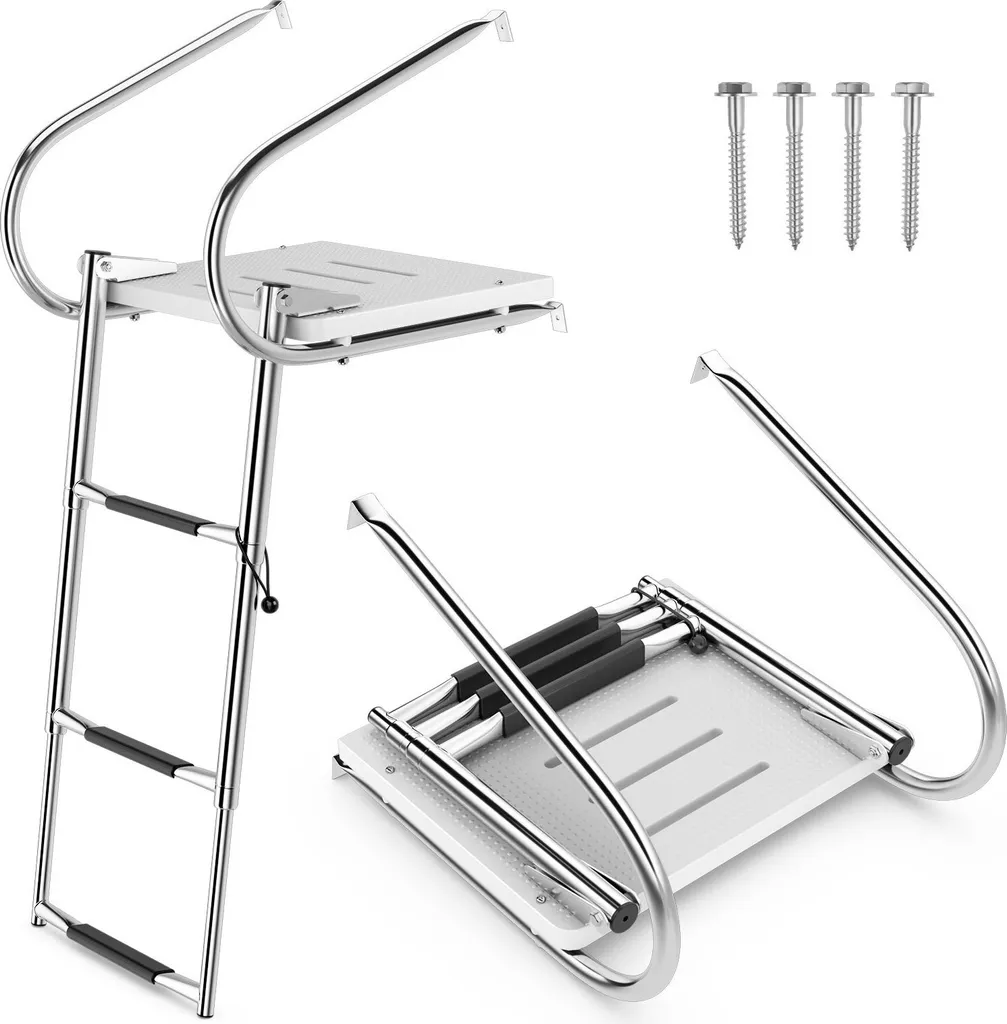 Costway Scaletta Telescopica 3 Stadi Barca Acciaio Inox Carico 227KG