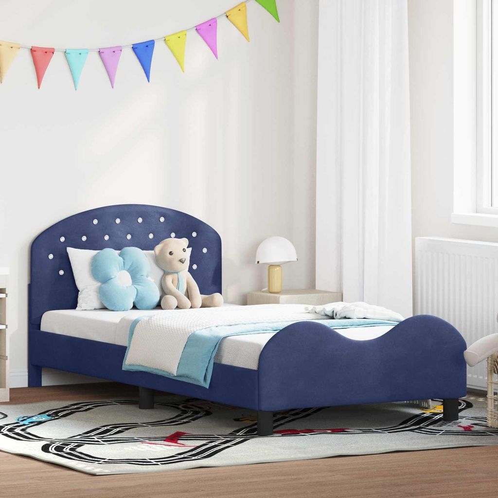 Maison Exclusive - Kinderbettgestell mit Kopfteil Polizeiblau 90 x 190 cm Samt