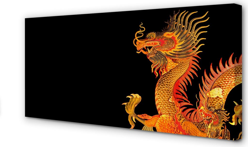Leinwandbild 120x60 Wandkunst Japanische goldene Drachen