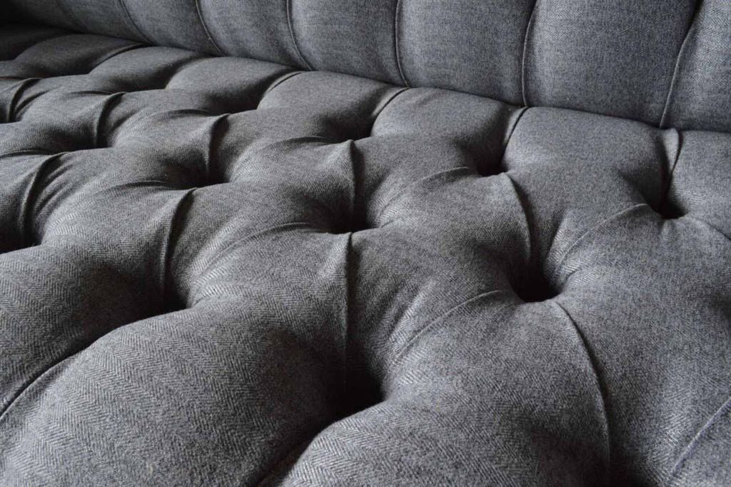 Chesterfield 3 Sitzer Couch Polster Sitz Textil Stoff Couchen Sofa Neu