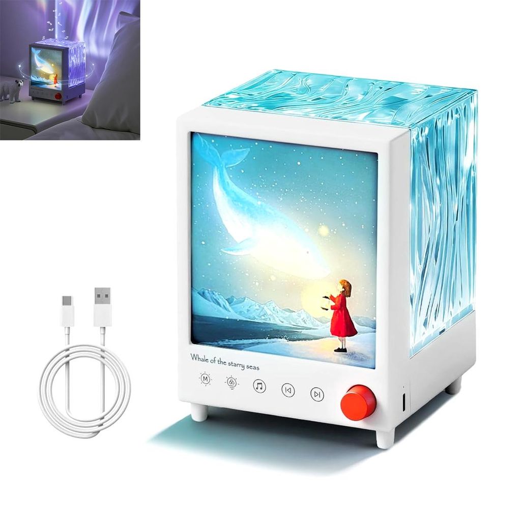 Sternenhimmel-Projektor,7-farbige Aurora-Lichtatmosphäre,Bluetooth-Lautsprecher mit 6 Weißrausch-Sounds,3 Helligkeitsstufen,ideal zum Entspannen