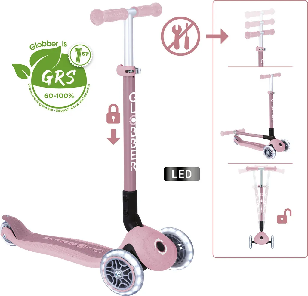 Trottinette 3 Roues Pliable pour Enfant Globber Primo Lights Eco Baie