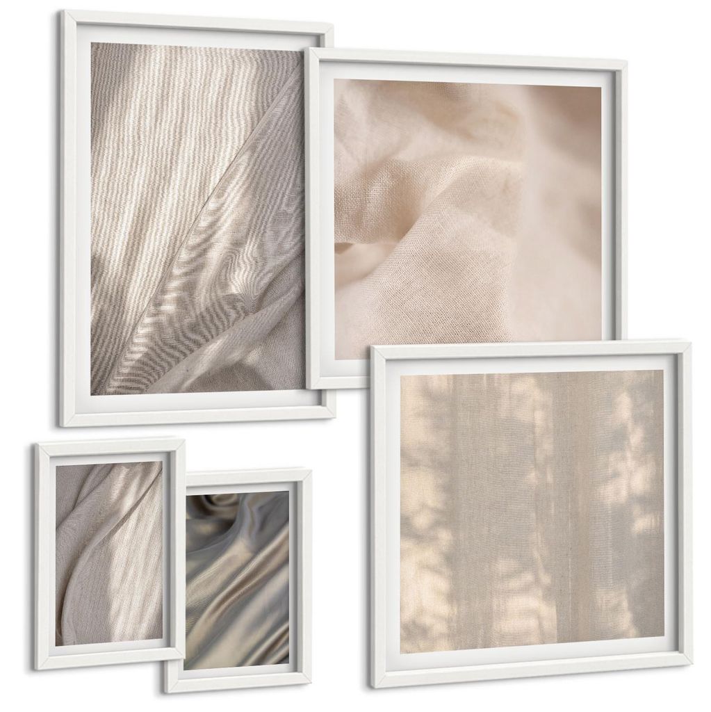 Bilder Set 5-teilig im Goldrahmen Rahmen – Wandbilder 5 Stück – gerahmte Poster für Wohnzimmer, Schlafzimmer und Flur – 50x50 cm - 40x60 cm...