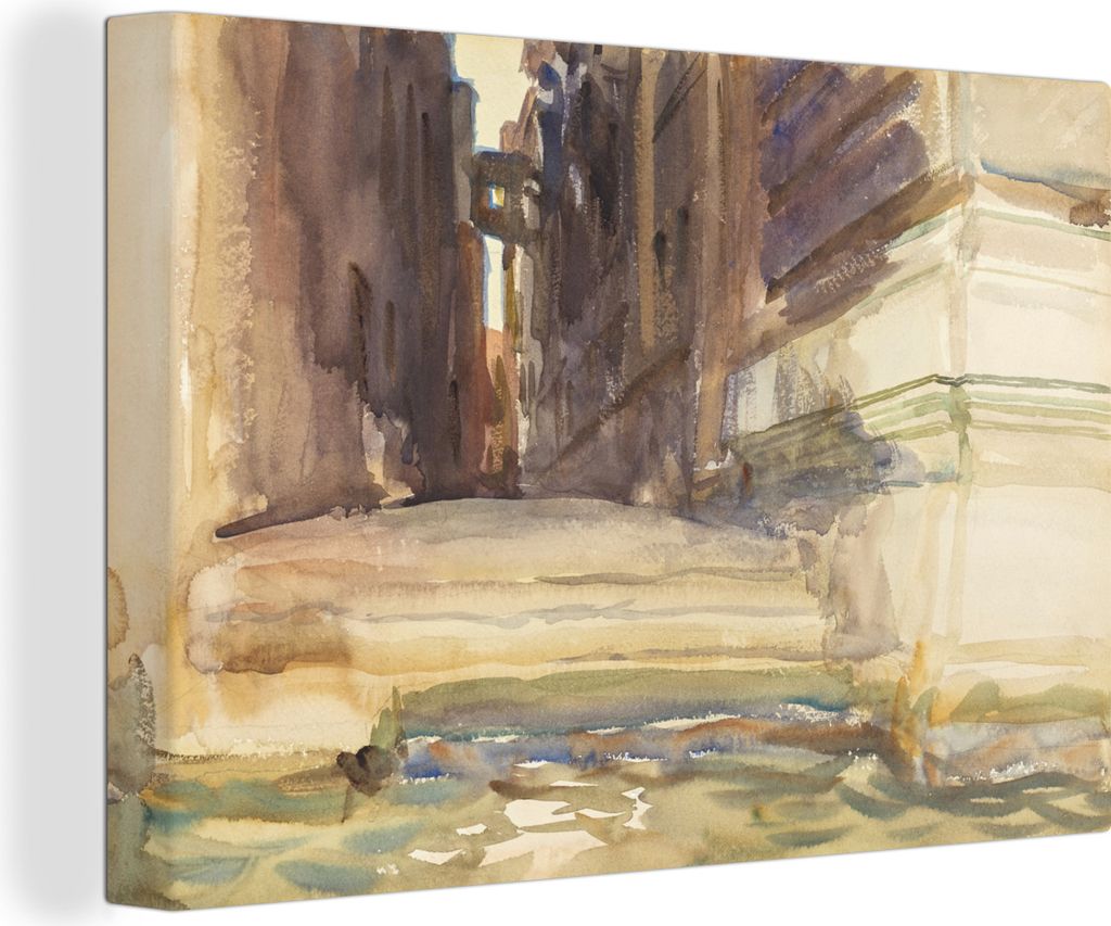 OneMillionCanvasses - Leinwandbilder - 140x90 cm, Die Calle della Rosa mit dem Monte di Pietà, Venedig - John Singer Sargent, Wandbilder Kunstdr...
