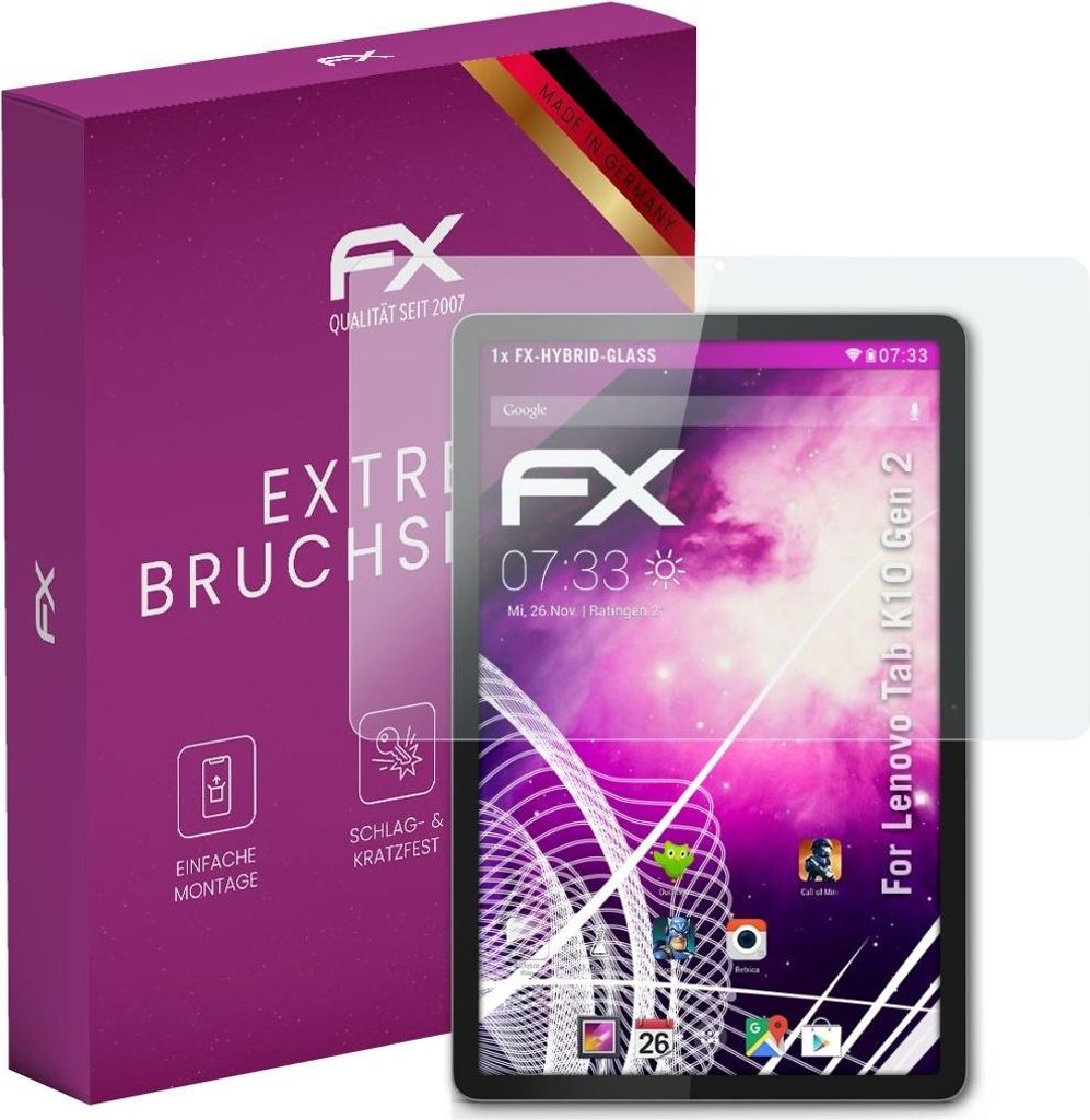 atFoliX FX-Hybrid-Glass Displayfolie kompatibel mit Lenovo Tab K10 (Gen 2) Glasfolie