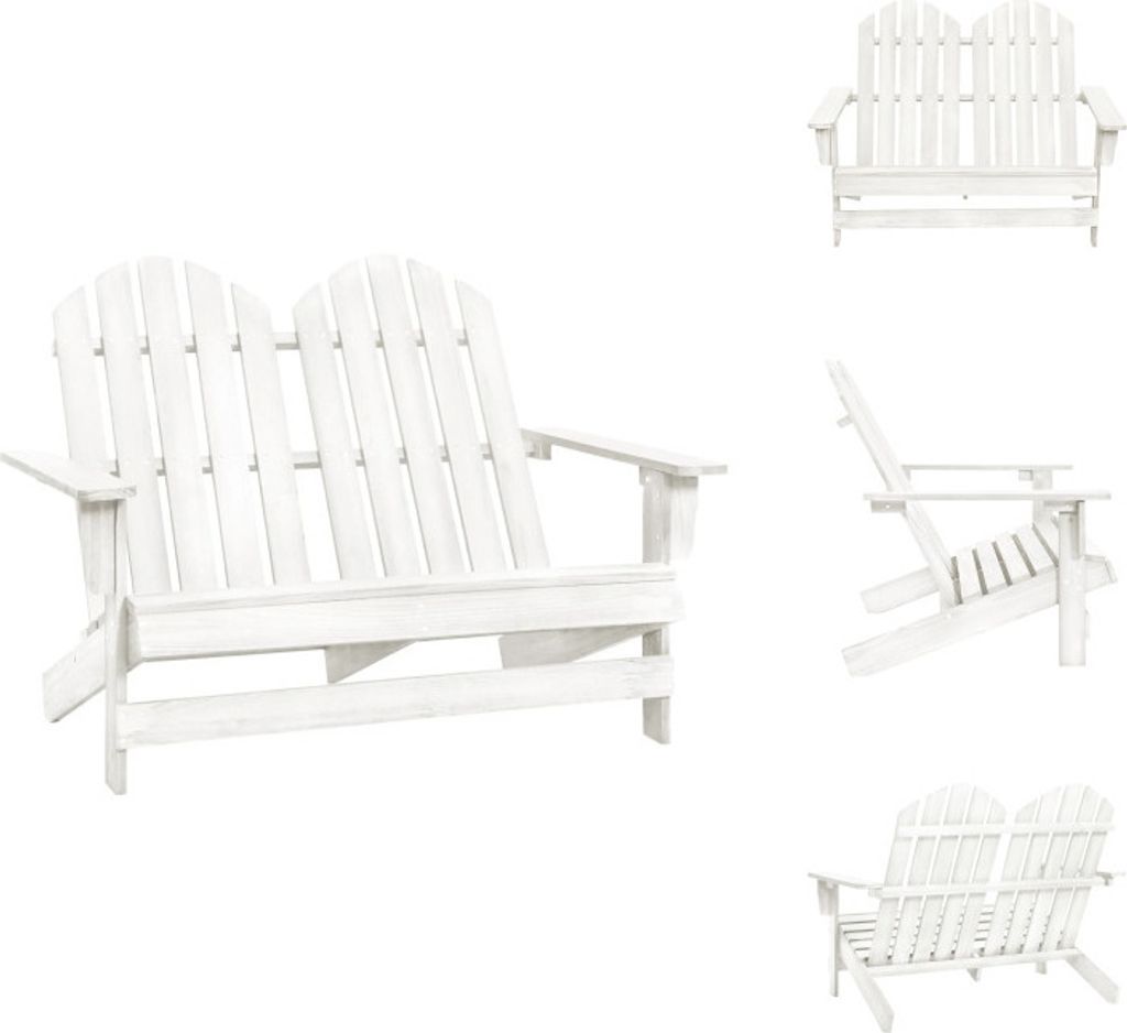 vidaXL 2-Sitzer Adirondack-Gartenbank Massivholz Tanne Weiß - Gartenstühle
