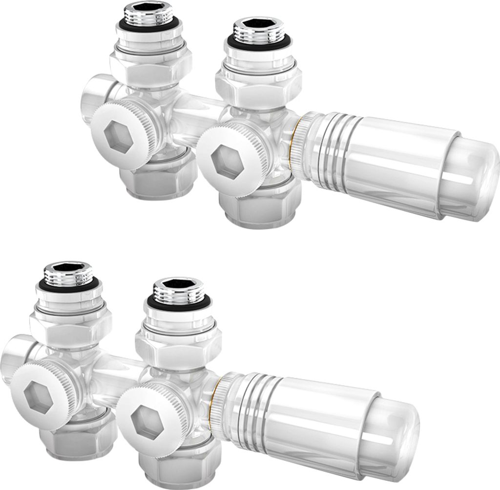 Meykoers Ventil-Armaturen Anschlussarmatur inkl. Thermostat M30x1.5mm, für Heizkörper, Handtuchtrockner, Universal Eck- und Durchgangsform 50mm W...