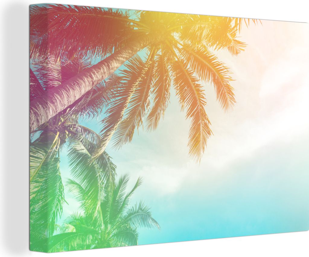 OneMillionCanvasses - Leinwandbilder - 150x100 cm, Sommer - Palmen - Himmel, Wandbilder Kunstdruck Wanddekoration