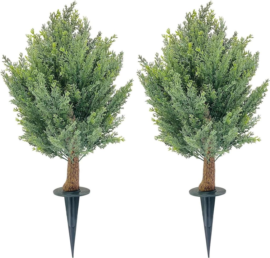 Künstliche Topiary Kugeln - Kugelbäume 75 cm - 2er Set - Ohne LED - Mit Erdspießen - Für Außen - PE - Milchweiß