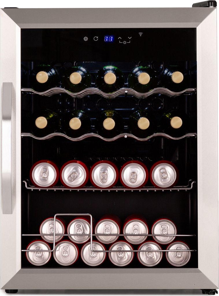 Klarstein Coachella 65 Getränkekühlschrank - 60 L WLAN-fähig, LED-Beleuchtung, Edelstahl, Flüsterleise, 3-18 °C, Herausnehmbare Böden, Geträ...