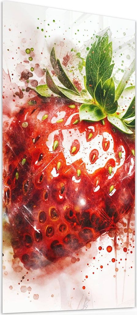 Glasbild 55x110cm in XXL für Wohnzimmer, Schlafzimmer Motiv Erdbeerkunstwerk