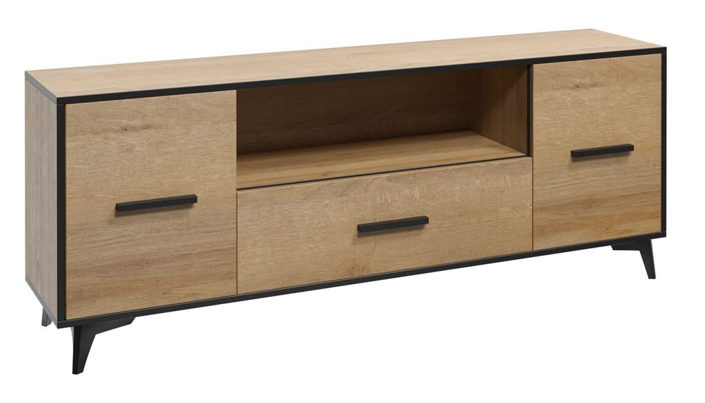 Wohnzimmer Möbel Set Frida Riviera Eiche Vitrine Kommode Schrank Loft Stil 27 (RTV2D1S)