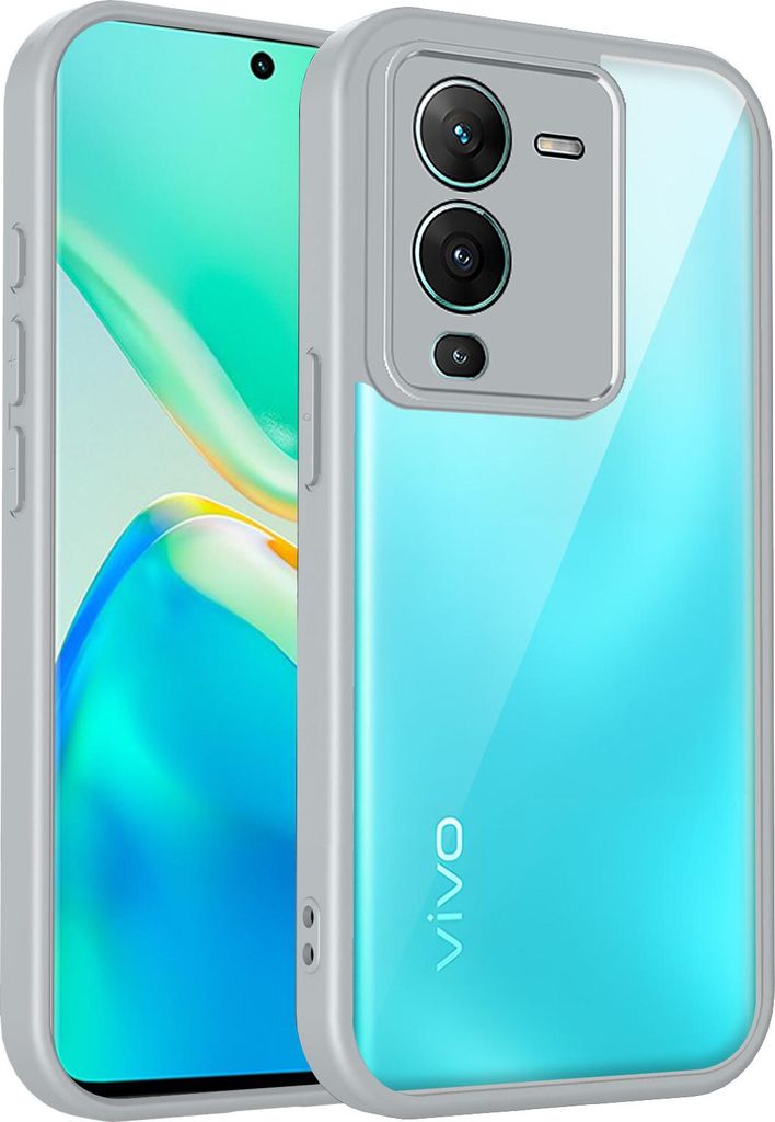 Hülle für Vivo V25 Pro/S15 Pro Transparente Rückseite TPU Bumper Stoßfest Handyhülle Grau