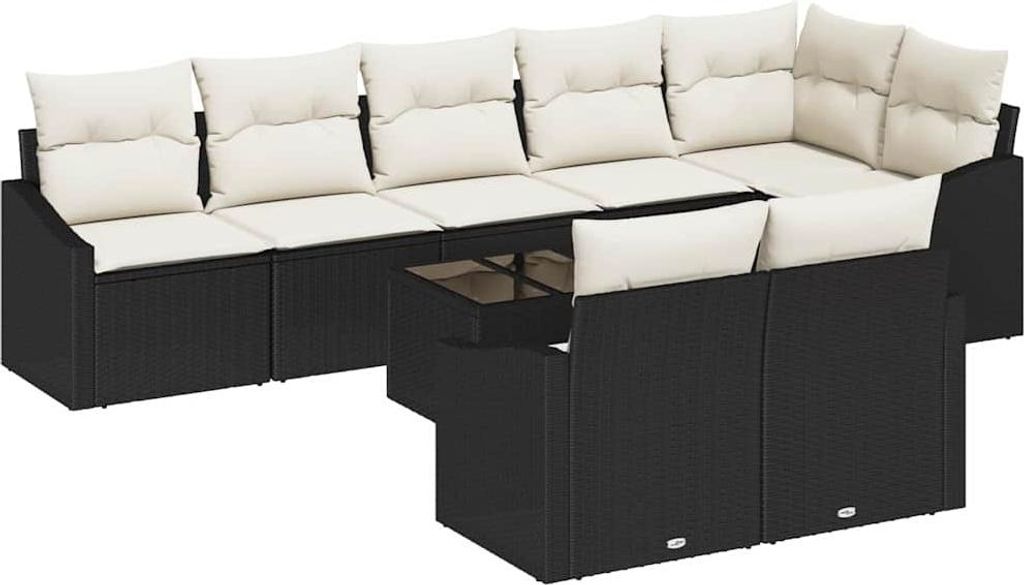 "2026 MODERNE" Sofa Set mit Kissen 9er Set,multifunktional& Moderne - Schwarz Poly Rattan - Gartenmöbelset CC6575406
