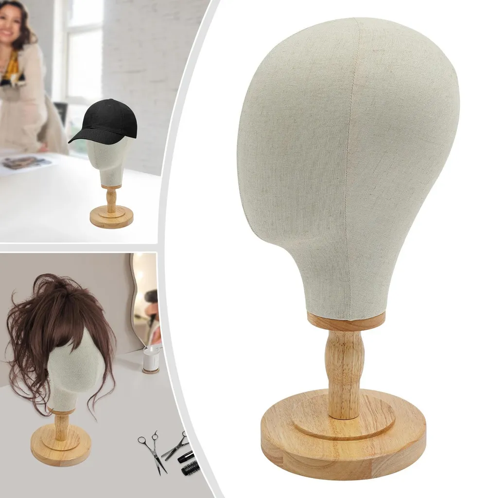 Buste d'exposition pour chapeaux et perruques - Support design 40 cm lin - 2