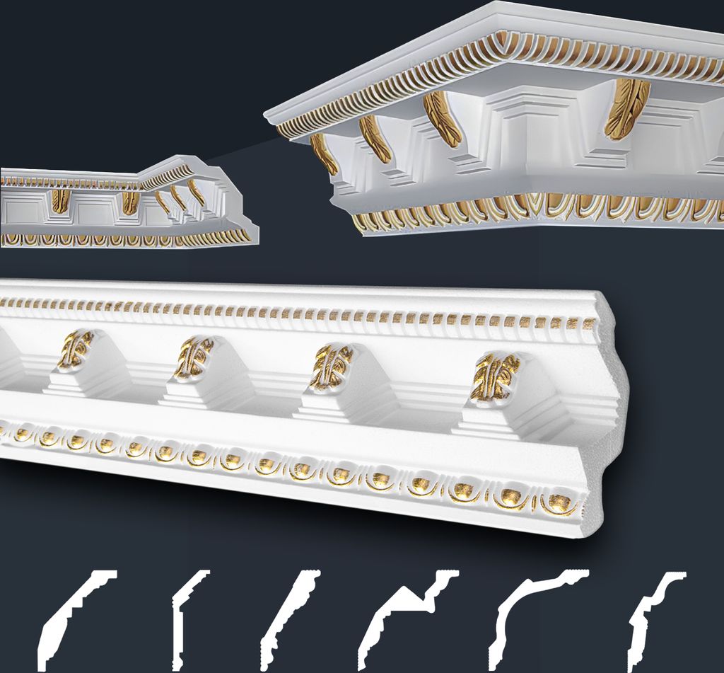 Marbet Deckenleisten gold Sparpaket aus Styropor EPS - Stuckleisten gemustert, im traditionellen Design - (20 Meter B-22 G) Stuck Eckleiste Winkell...