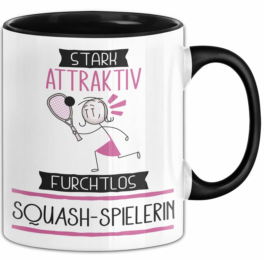 Squash-Spielerin Tasse Geschenk Becher Stark Attraktiv Furchtlos Squash-Spielerin Lustige Geschenkidee (Schwarz)