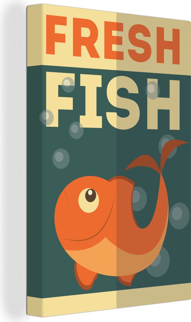 OneMillionCanvasses - Leinwandbilder - 90x140 cm, Illustration von frischem Fisch im Meer, Wandbilder Kunstdruck Wanddekoration - Wandschmucke - ...