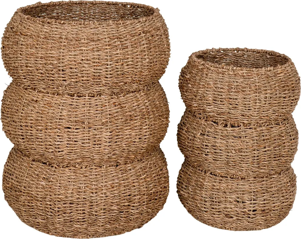 Sarbas Panier Ø25/35cm Lot de 2 Naturel : Paniers de Rangement en Fibre