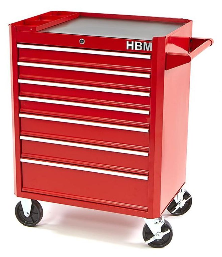 HBM Werkzeugwagen mit 7 Schubladen – 66 cm – rot