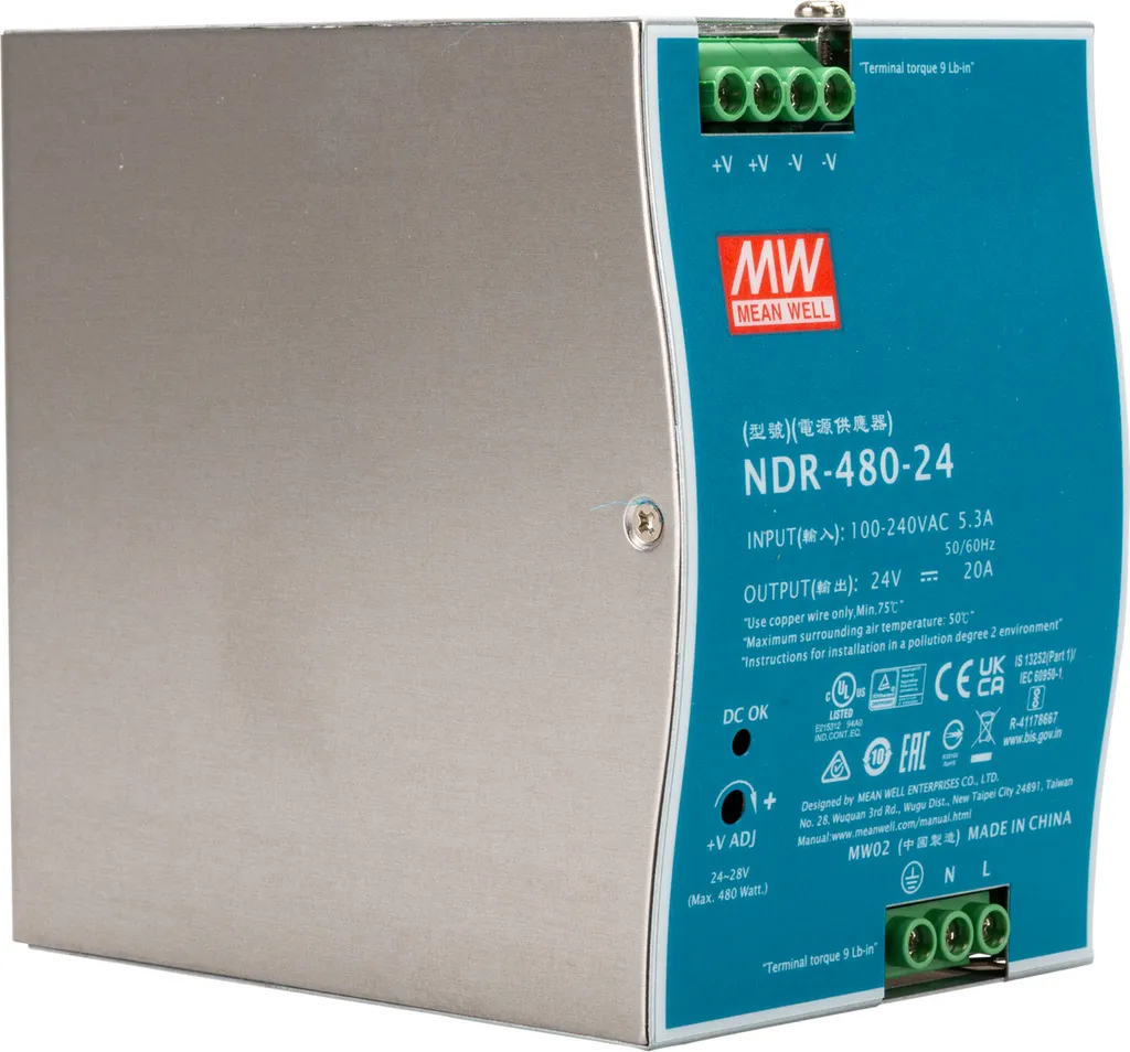 Alimentation Mean Well SDR-480-24 480W 24V 20A PFC Active Haute Efficacité