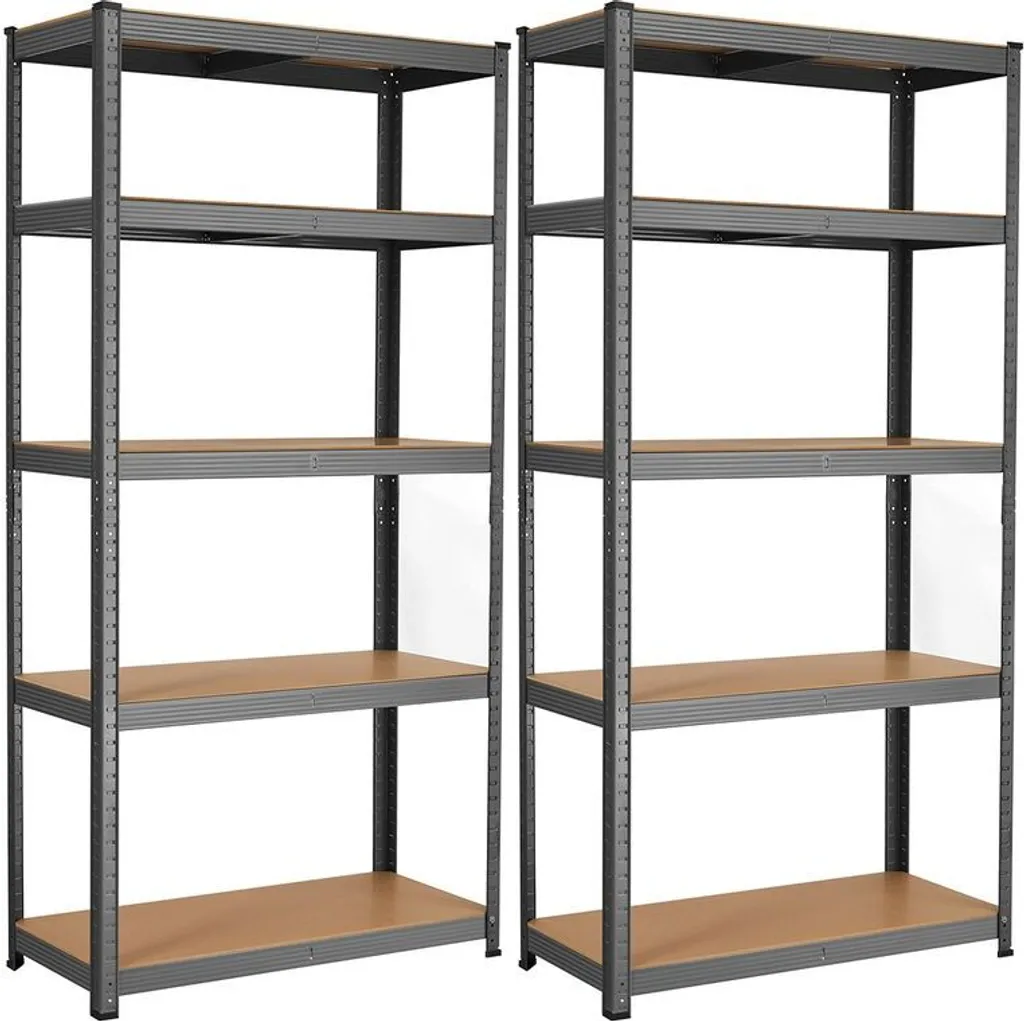 Étagère de cave avec 2 tablettes modulables en acier robuste gris