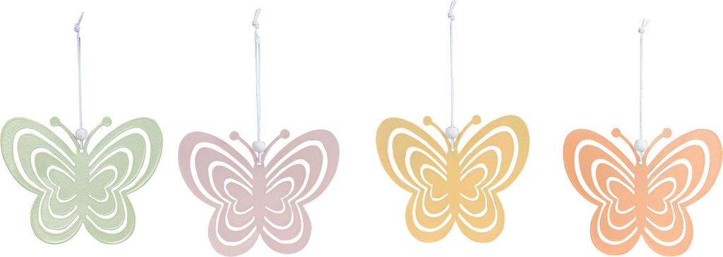 4er Set Metall Anhänger Schmetterling Bunt Pastell Frühlingsdeko Ostern Deko