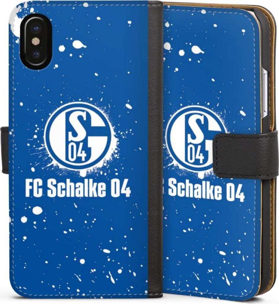 DeinDesign Klapphülle für Apple iPhone Xs Handytasche Lederhülle Tasche FC Schalke 04 Logo S04