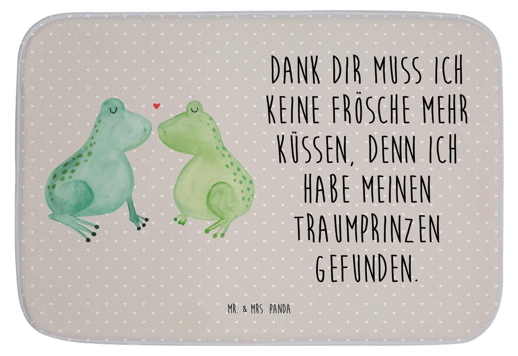 Mr. & Mrs. Panda Badematte Frosch Liebe - Grau Pastell - Geschenk, Badezimmer Matte, duschmatte, Frösche, Hochzeitstag, Badteppich, Verlobt, Badvo...