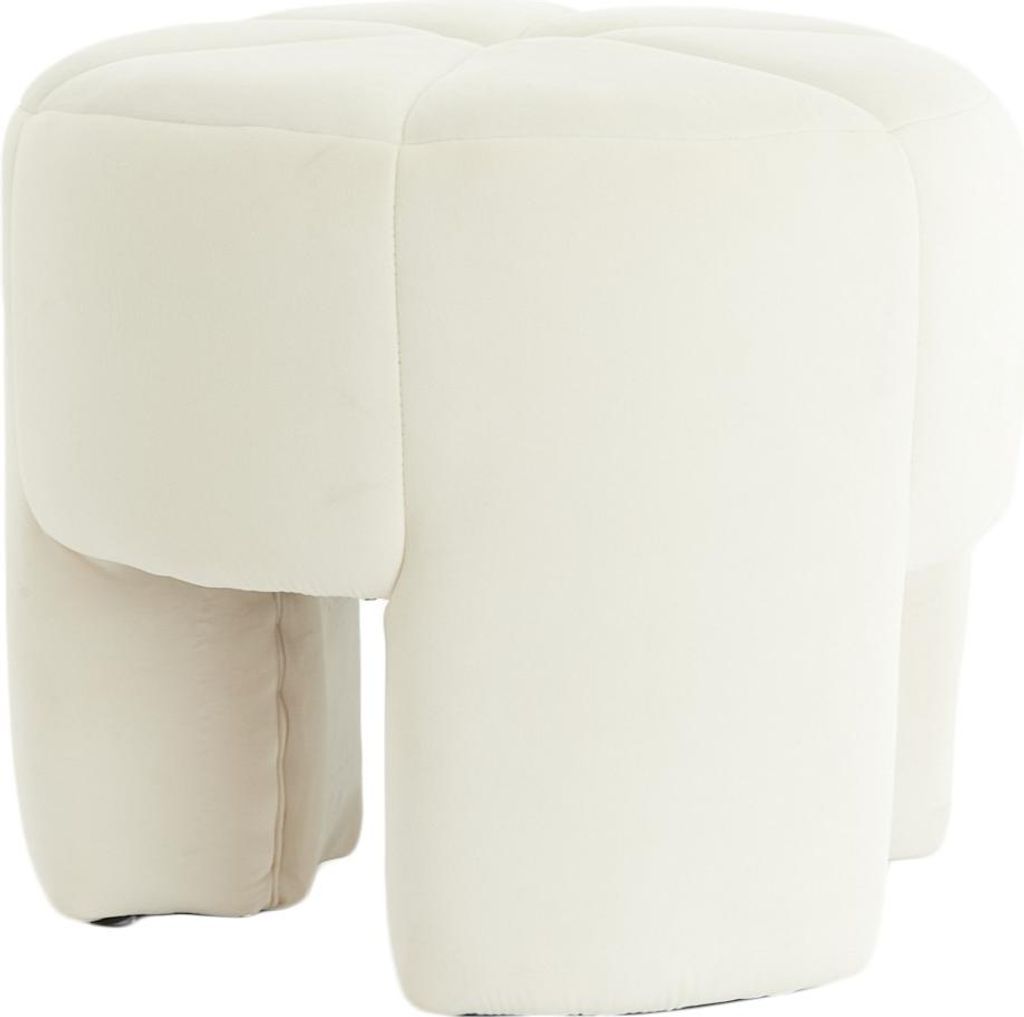 Light & Living Pouf BATOEMI Samt Weiß – Ø51x45 cm