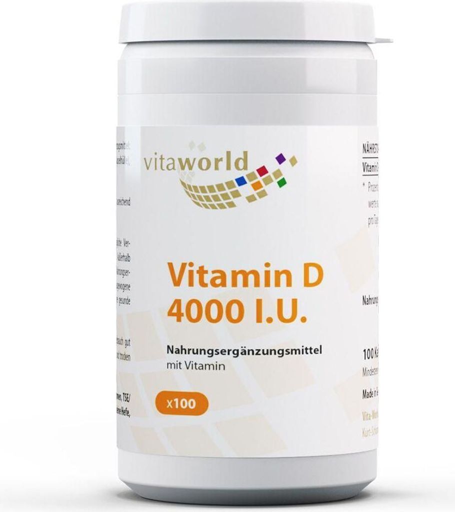 Vitaworld Vitamin D3 4000 I.U. | 100 Kapseln | hochdosiert | leicht zu schlucken | ideale tägliche Ergänzung
