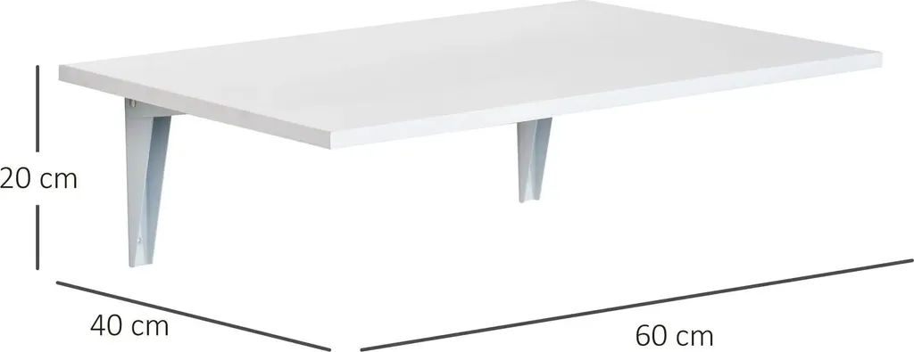 Bureau mural rabattable blanc en bois composite pour petit espace 60cm - 6