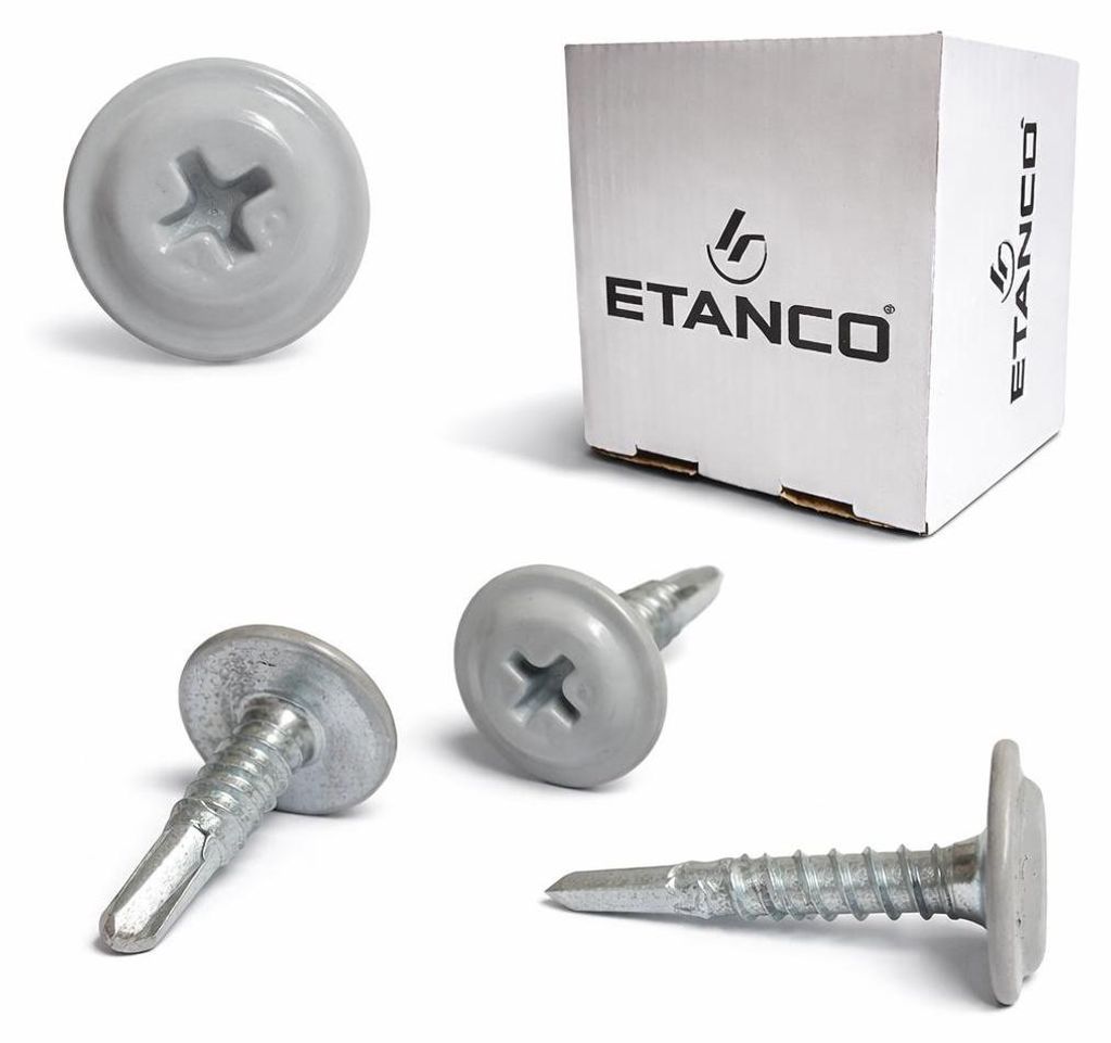ETANCO GM-B Selbstbohrschrauben für Stahl Dach RAL 7040 Fenstergrau 4,2 x 19 mm 250 Stk.