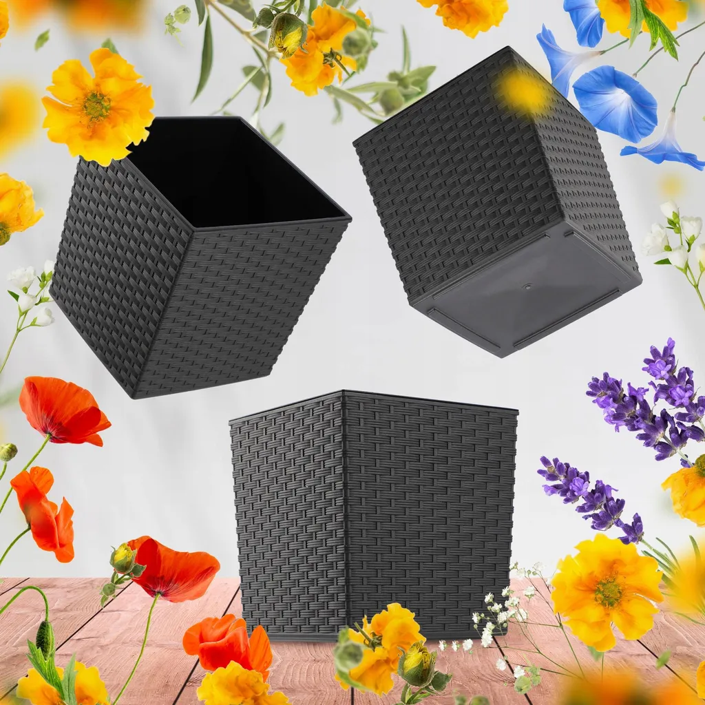 Cache-pot graphite 30cm résistant avec insert de plantation intégré - 3