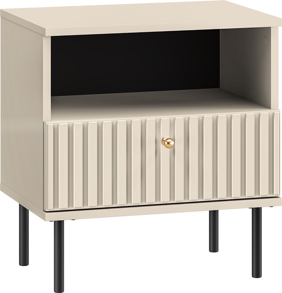 Nachttisch SALOU-131 in kaschmir matt mit goldfarbenen Metallgriffen, B/H/T ca. 50/53/34 cm