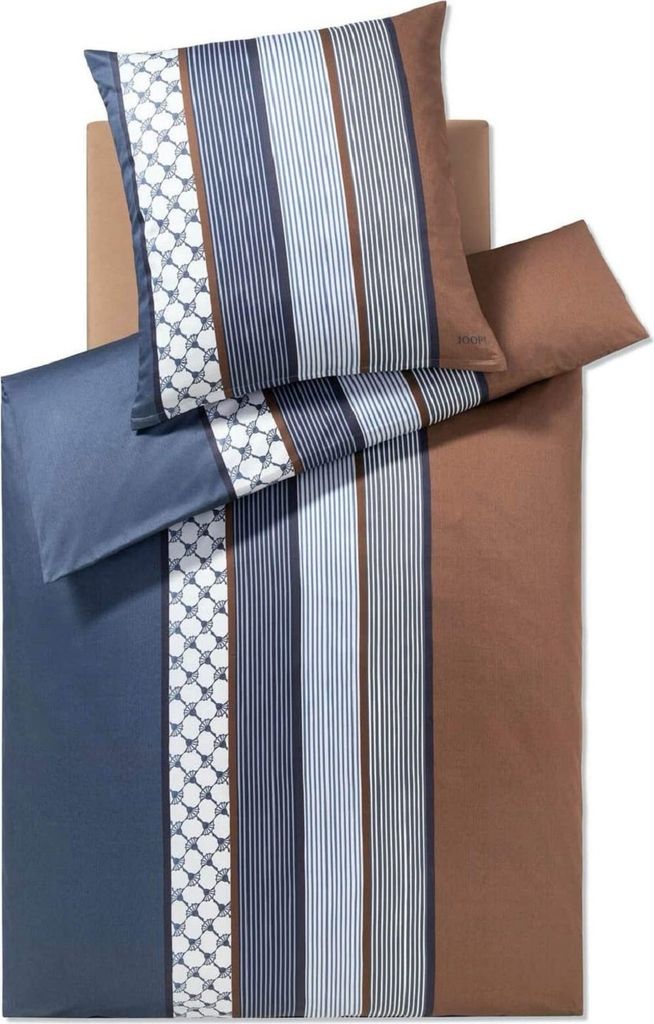 JOOP! Mako-Satin-Bettwäsche-Garnitur Cornflower Stripes Farbe deep ocean Größe 135x200+80x80 cm