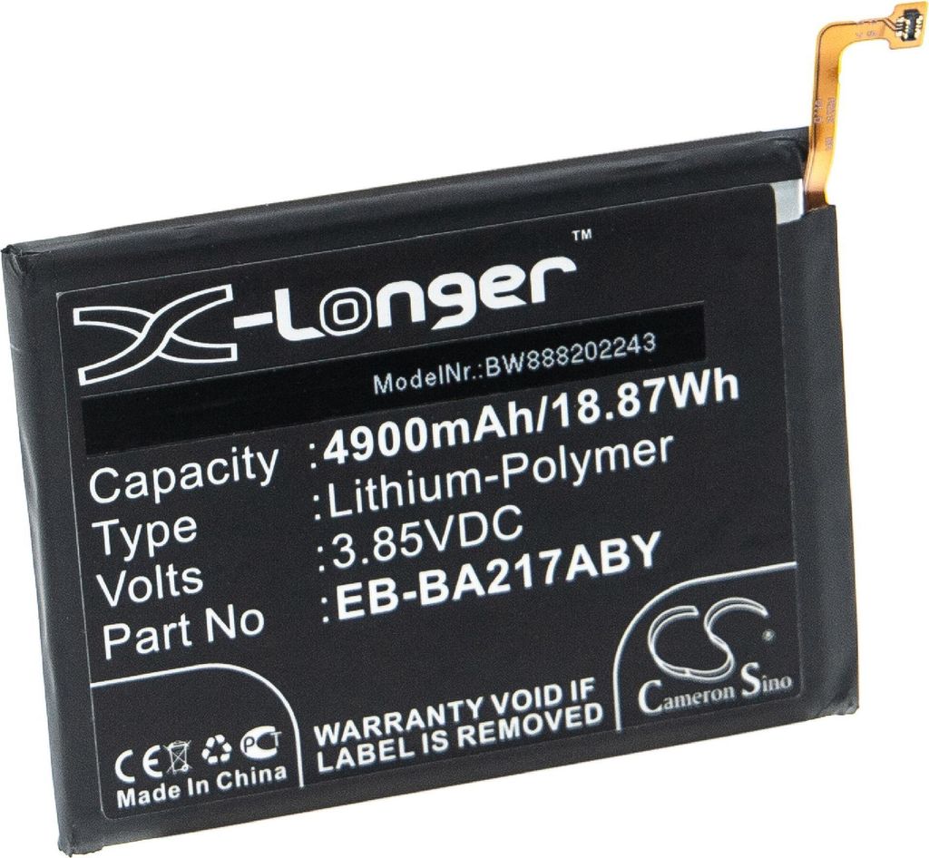 vhbw Akku kompatibel mit Samsung SM-A217F, SM-A217F/DS, SM-A217F/DSN Handy Smartphone Telefon (4900 mAh, 3,85 V, Li-Polymer)