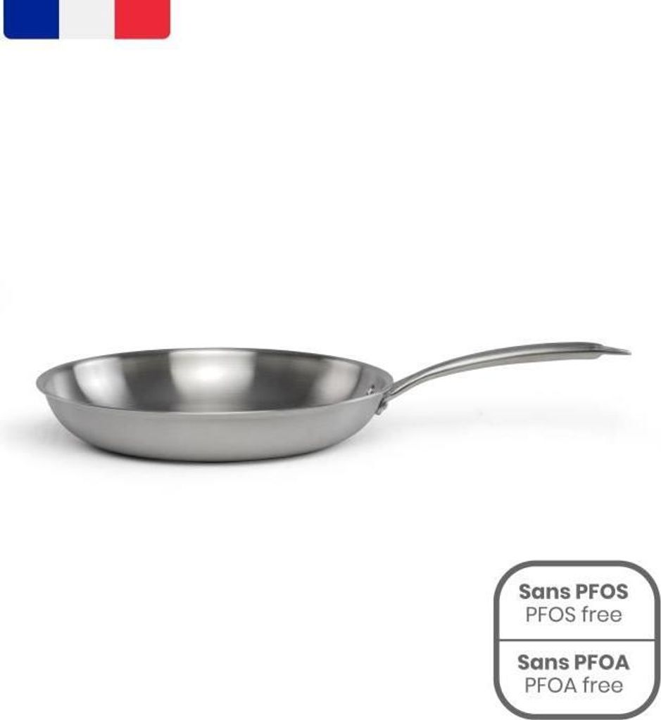 LIVOO Poele Inox Triply Brigade 20 cm, Alle Herdarten, Induktion, Hergestellt in Frankreich