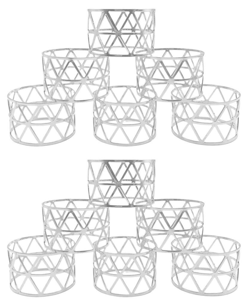 6/12 goldene Serviettenringe aus Metall, hohles Dreieck-Kreis-Design, Serviettenhalter mit Schnallen, Tischdekoration für Familienessen, Hochzeite...