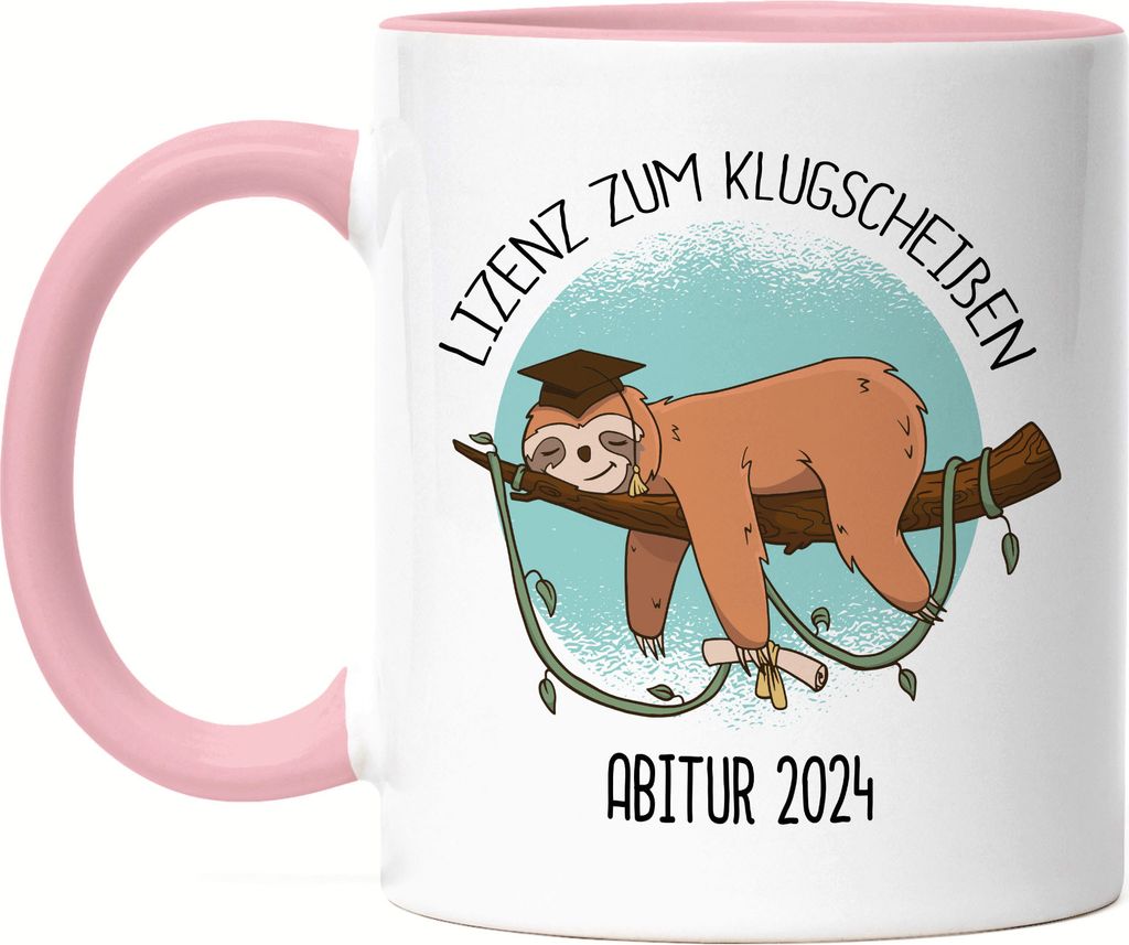 Abitur 2024 Lizenz Zum Klugscheißen Tasse Rosa Faultier Schulabschluss Gymnasium