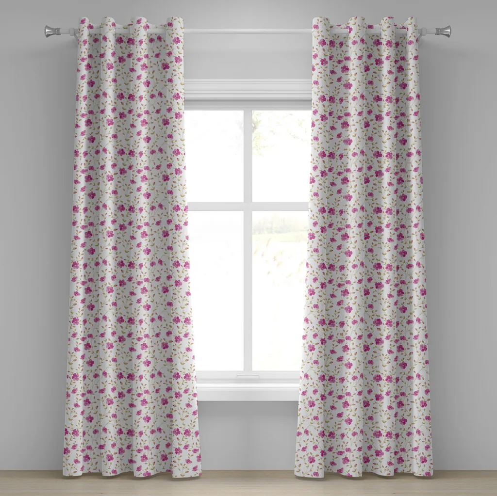 Tende Decorative ABAKUHAUS Peonia Vintage 280x225 - Rosa e Verde